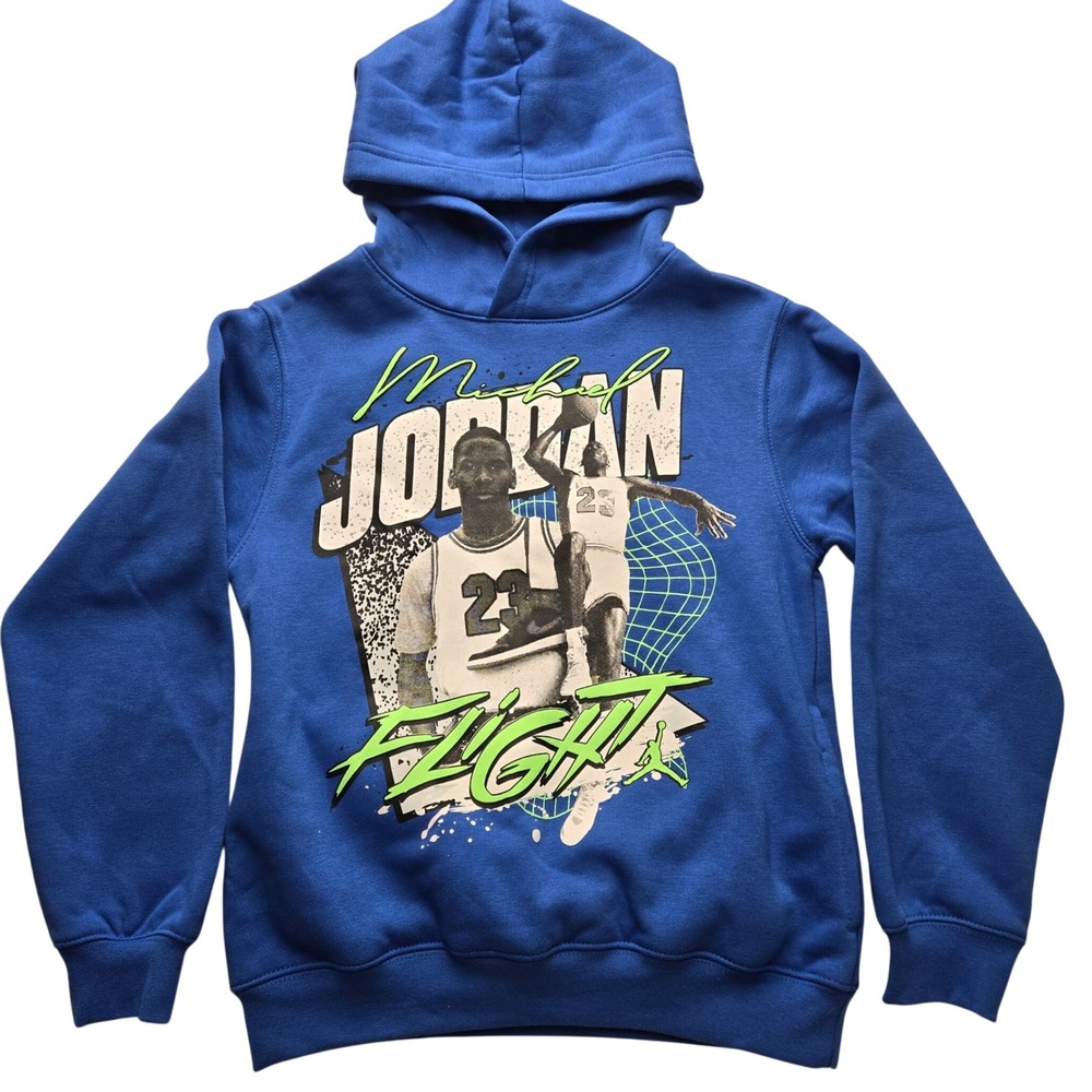Jordan‎ Boys Medium 10-12 Sport Blue Michael Jordan Flight Graphic Hoodie NBA